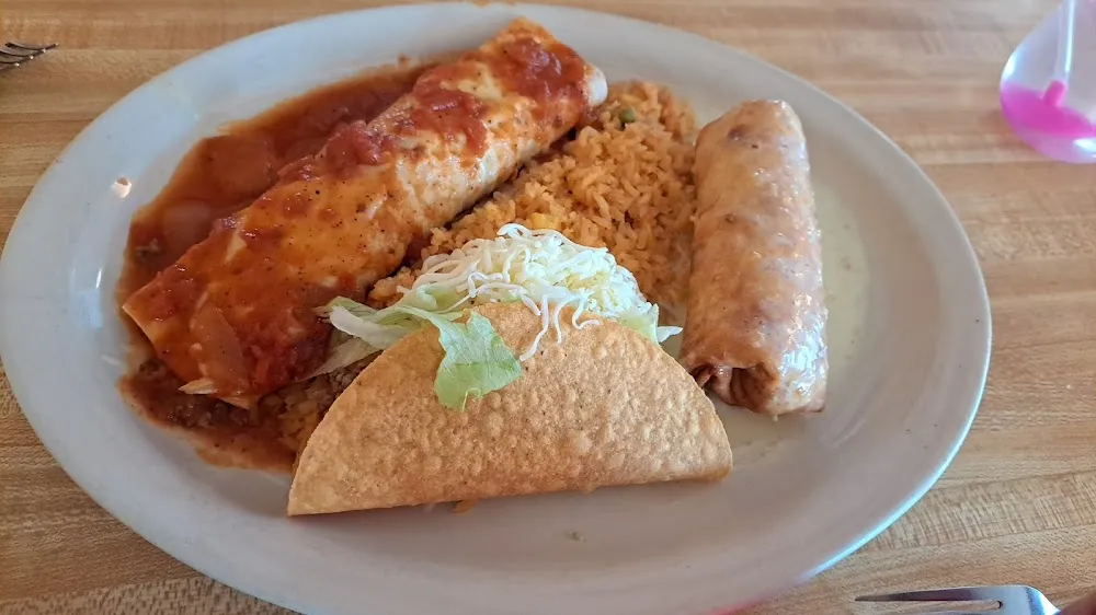 Enchilada Taco Chimichanga Plate
